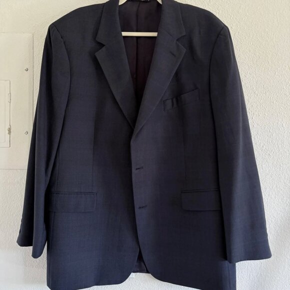 Brooks Brothers 346 Stretch Blazer Men’s 44R Navy Blue Suit Jacket Subtle Plaid - Picture 1 of 15